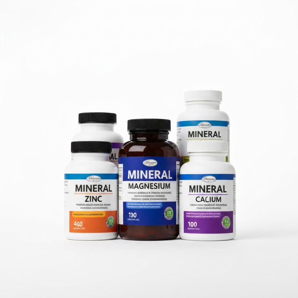 Mineralstoffflaschen übersichtlich angeordnet